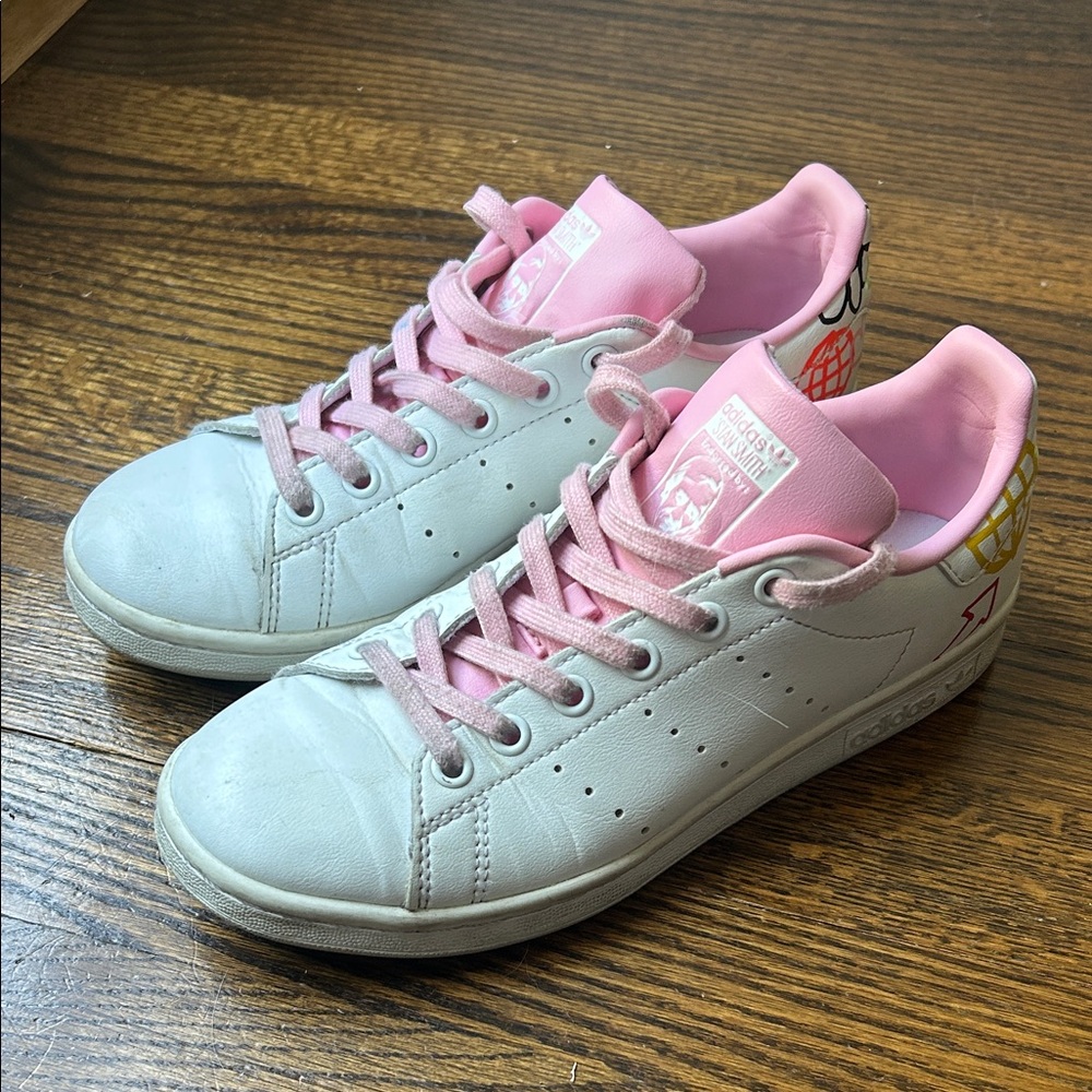 Adidas Women's Pink and White Casual Sneakers